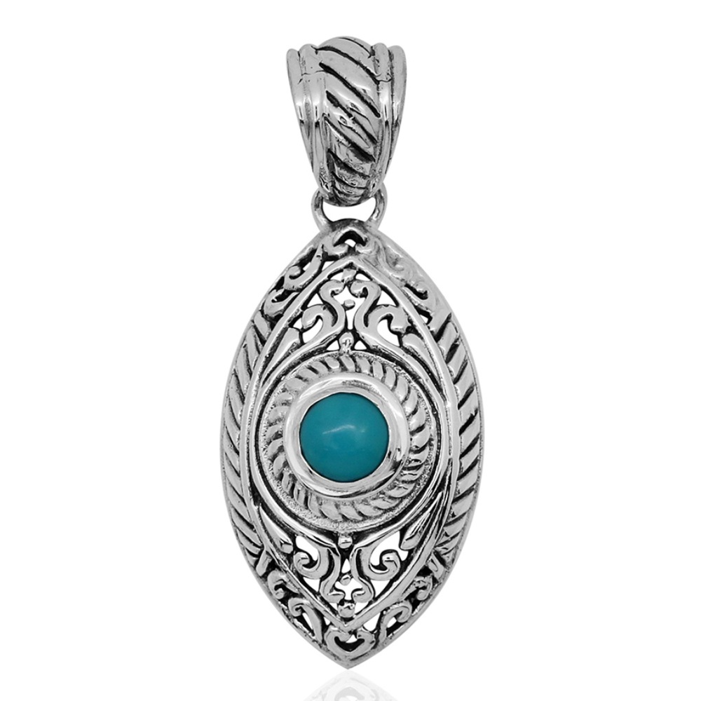 GENUINE SLEEPING BEAUTY TURQUOISE SILVER  PENDANT